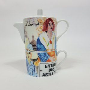 Rosanna Tea Cup and Teapot Set - Art Print Decoration, Elegant Design
